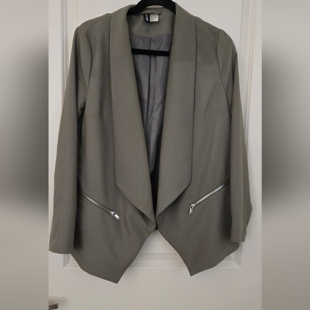 H&M Women's Gray Open-Front Blazer